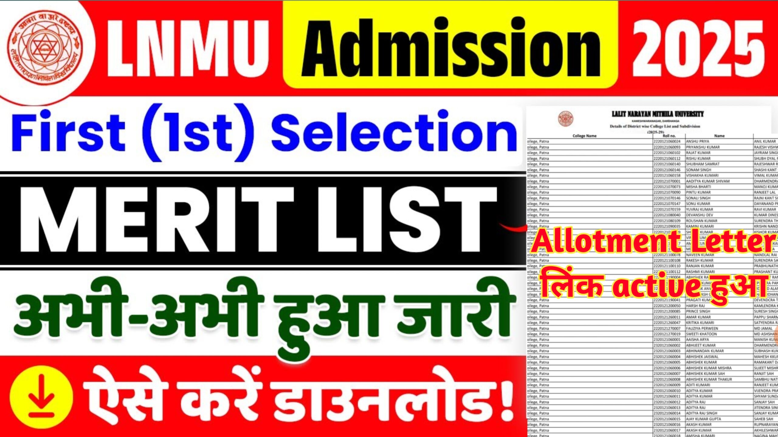 1st list lnmu