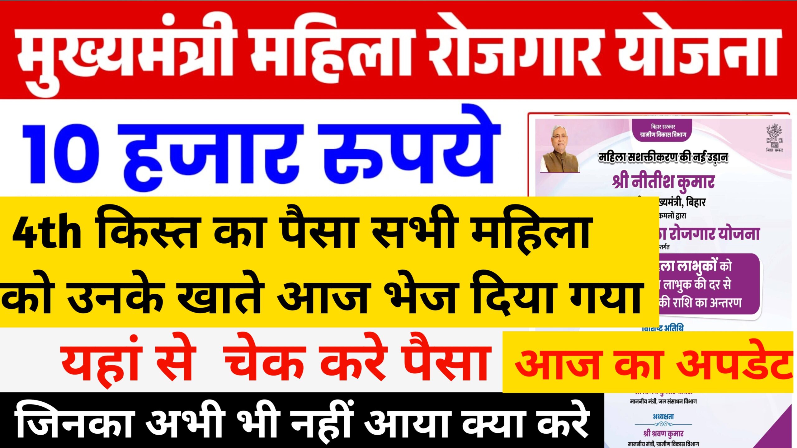 bihar mahila rojgar yojana 4th installement