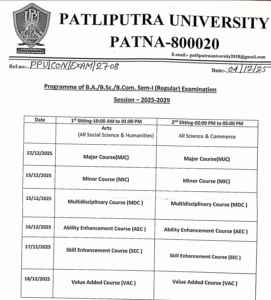PPU sem 1 admit card 2025